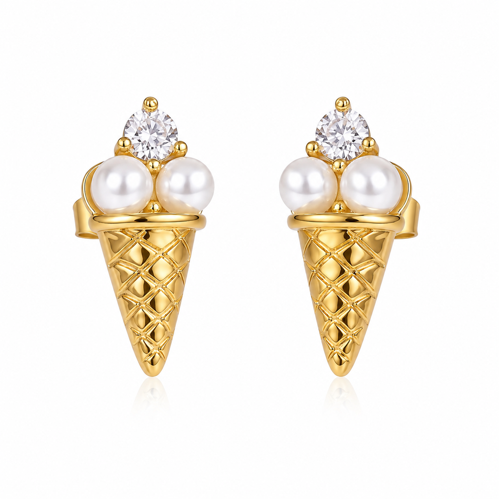 Ice cream earrings 18k gold plated for women’s