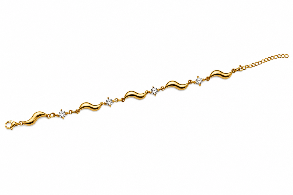 Wave shape bracelet 18k gold plated for women’s
